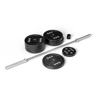 Zenith Fitness Gripper 5 Oak Olympic Bar and Bumper Set, 90 kg