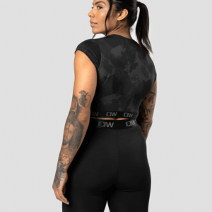 Ultimate Training Cropped T-shirt, Black Camo