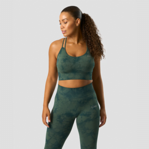 Butik 7 Define Seamless Tie Dye Sports Bra, Dark Green Melange