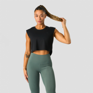 Stride Cropped Tank, Black