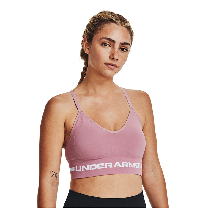 UA Seamless Low Long Bra, Pink Elixir