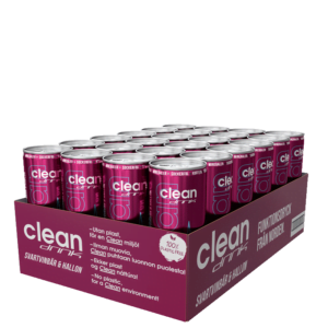 24 x Clean Drink, 330 ml, Svartvinbär & Hallon