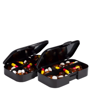 Butik 2 Pill Box Organizer, 2-pack, Black
