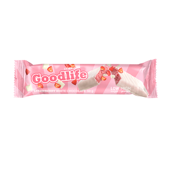 901952R Goodlife Lowsugar strawberry White Chocolate 50g maj21