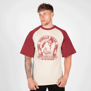 Butik 5 Logan Oversized T-Shirt, Beige/Red